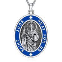 wholesale Saint Patron Necklace For Men Women 925 Sterling Silver Saint Pendant With Stainless Steel Chain St Medal Protection Necklace Catholic Religious Amulet Gifts For Him -style_name:L-St Jude Necklace D
