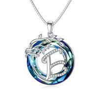 wholesale TOUPOP Valentines Day Gifts For Women S925 Sterling Silver Tree Of Life Initial A To Z Letter Pendant Necklace With Blue Circle Crystal Jewelry For Women Her Mom Birthday Christmas Gifts -style_name:Alphabet E