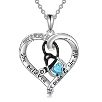 TOUPOP Sterling Silver Birthstone Stethoscope Necklace Gift For Nurse-style_name:12 Dec-Blue Topaz