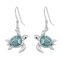 TOUPOP Sterling Silver Turquoise Ocean Animal Dangle Drop Earrings-style_name:Sea turtle