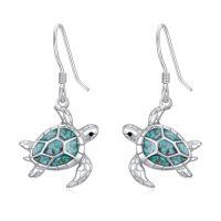 wholesale Ocean Earrings 925 Sterling Silver Turquoise Sea Animal Dangle Drop Earrings Beach Themed Jewelry Gifts For Women -style_name:Sea turtle