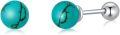 wholesale 925 Sterling Silver & Natural Turquoise Stud Earrings for Women, Minimalist 6mm Ball Design, Hypoallergenic, Gift Box-0-0