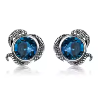 TOUPOP Sterling Silver Moonstone Earrings For Women Drop Stud Animal Jewelry Gifts-style_name:J-Snack