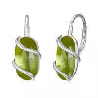 TOUPOP 925 Sterling Silver Gemstone Dainty Drop Earrings-color_name:Leveback-Peridot-August