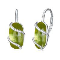 wholesale Earrings For Women 925 Sterling Silver Dainty Gemstone Dangle Drop Earrings Fine Jewelry Birthday Christmas Gifts For Women Her Mom -color_name:Leveback-Peridot-August