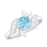 TOUPOP Sterling Silver Aquamarine Moissanite Wedding Engagement Ring-style_name:C Aquamarine Moissanite Ring