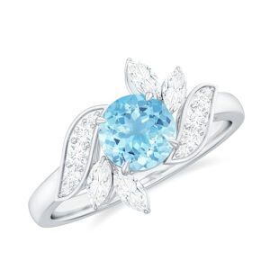 C Aquamarine Moissanite Ring