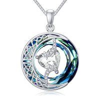 wholesale TOUPOP Birthstone Necklace 925 Sterling Silver Moon And Star Pendant With Blue Crystal Celtic Moon Jewelry Birthday Christmas Gifts For Women Mom Wife Her Daughter -color_name:A-04-April-Synthetic Diamond