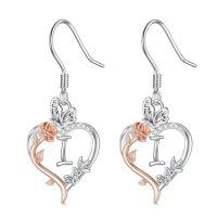 wholesale TOUPOP Rose Heart Initial Earrings 925 Sterling Silver Heart Butterfly Earrings Jewelry Anniversary Birthday Christmas Gifts For Women Her Girlfriend Wife -style_name:Initial I