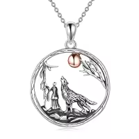 TOUPOP Sterling Silver Wolf Horse Necklace Animal Jewelry Gift-style_name:Style 2