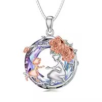 TOUPOP Sterling Silver & Stone Family Sister Mom Necklace Mother's Day Gift-style_name:Crystal-Mom Daughter Necklace