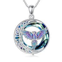 wholesale TOUPOP Phoenix Necklace For Women 925 Sterling Silver Celtic Phoenix Pendant Necklaces Crystal Rising Jewelry Birthday Christmas Gifts For Mom Her -style_name:Phoenix-Blue Crystal