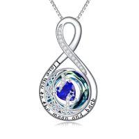 wholesale TOUPOP Birthstone Necklace For Women 925 Sterling Silver Moon And Star Pendant Necklaces I Love You To The Moon And Back Jewelry Anniversary Birthday Gifts For Her Wife Girlfriend Mom -color_name:09-Sept-Sapphire