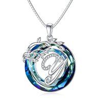 wholesale TOUPOP Valentines Day Gifts For Women S925 Sterling Silver Tree Of Life Initial A To Z Letter Pendant Necklace With Blue Circle Crystal Jewelry For Women Her Mom Birthday Christmas Gifts -style_name:Alphabet Y