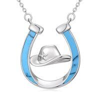 wholesale Horseshoe Necklace 925 Sterling Silver Turquoise Necklaces Western Pendant Cowgirl Jewelry Gifts For Women Girlfriend Cowboy Cowgirl -style_name:cowgirl hat
