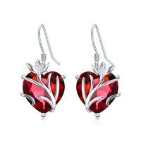 wholesale TOUPOP Birth Flower Earrings 925 Sterling Silver 12 Month Floral Earrings Birthstone Crystal Jewelry Birthday Christmas Gifts For Women -color_name:01-January-Snowdrop-Heart Crystal