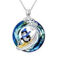 wholesale Penguins Necklace For Women 925 Sterling Silver Penguins Pendant Jewelry Christmas Birthday Gifts For Women Sister Daughter -color_name:bule