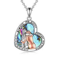 wholesale TOUPOP Sister Christmas Gifts From Sister/brother Sisters Necklace For 2/3/ 4 Sterling Silver Sisters Fashion Jewelry For Women Friend Female Friendship Lasts Forever -style_name:2 Sisters-Abalone Shell