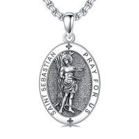 wholesale TOUPOP Christmas Gifts For Men 925 Sterling Silver Saint Amulet Necklace For Men Women Protection Medal Pendant Religious Necklace Catholic Jewelry Birthday Gifts For Father Son Husband Grandfather Police -style_name:C01-St Sebastian
