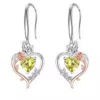 TOUPOP Sterling Silver Rose Quartz Butterfly Earrings Love Jewelry Gifts For Women-color_name:08-August-Peridot