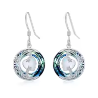 TOUPOP Sterling Silver Blue Crystal Moon Star Dangle Earrings-color_name:10-October-Opal