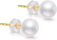 wholesale 14K Gold AAAA+ White Freshwater Pearl 5 10mm Stud Earrings for Women-6mm-6.5mm