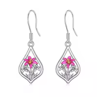 TOUPOP Sterling Silver Stone Flower Dangle Drop Leverback Earrings-style_name:5-Dangle-Lily