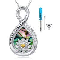 wholesale TOUPOP Urn Necklace For Ashes Sterling Silver Abalone Shell Cremation Jewelry For Ashes Jewelry Gifts For Nature Lovers Keepsake Memorial Jewelry For Women -style_name:28-Lotus