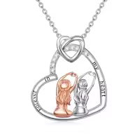 TOUPOP Sterling Silver Sister Pendant Necklace, Best Friends Jewelry Gift-style_name:B - Sister Necklace for 2