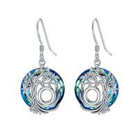 wholesale TOUPOP Tree Of Life Initial Earrings 925 Sterling Silver A-z Letter Drop Dangle Earrings Blue Circle Crystal Jewelry Birthday Christmas Gifts For Women Her Girlfriend Mom -style_name:O Initial