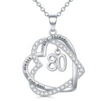 wholesale TOUPOP Gifts For Her 925 Sterling Silver Necklace Forever Love Heart Pendant Heart Year Old Jewelry Anniversary Birthday Christmas Gifts Women Girlfriend Wife Mom Grandma Daughter -style_name:80th