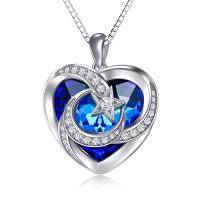 wholesale TOUPOP Birthstone Necklace For Women 925 Sterling Silver Moon And Star Necklaces Heart Crystal Jewelry Birthday Christmas Gifts Women Wife Girlfriend -color_name:09-September