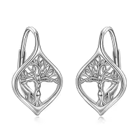 TOUPOP Sterling Silver Dangle Drop Hoop Earrings For Women Birthday Anniversary Christmas Gifts-style_name:4-Tree of life2