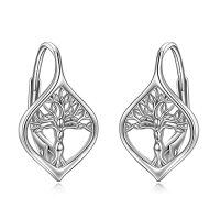 wholesale TOUPOP Leverback Earring For Women Sterling Silver Dangle Drop Hoop Earrings For Women Birthday Anniversary Christmas Gifts -style_name:4-Tree of life2