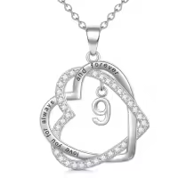 TOUPOP Sterling Silver Stone Heart Pendant Necklace Gifts For Her-style_name:9th