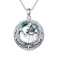 wholesale TOUPOP Egyptian Necklace Sterling Silver Egypt God Pendant With Blue Circle Crystal Jewelry Gifts For Women Men -style_name:Bastet Goddess