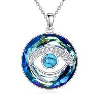 wholesale TOUPOP Evil Eye Necklace 925 Sterling Silver Tree Of Life/turquoise Evil Eye Crystal Pendant Necklace Protection Jewelry Amulet Christmas Gifts For Women Her -style_name:Turquoise