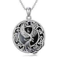 wholesale Phoenix Necklace Phoenix Jewelry For Women S925 Sterling Silver Celtic Phoenix Rising Phoenix Necklace For Women -style_name:Black Onyx Phoenix Necklace