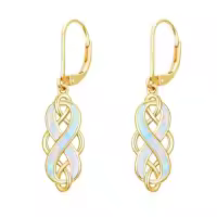 TOUPOP Sterling Silver Opal Celtic Knot Dangle Earrings Irish Jewelry Christmas Gifts-color_name:3-Gold Celtic Kont