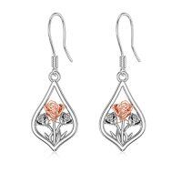 wholesale TOUPOP Sterling Silver Dangle Drop Earrings For Women Mom Flower Leverback Earrings Jewelry Christmas Anniversary Birthday Gifts -style_name:7-Dangle-Rose