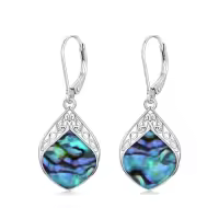 TOUPOP Sterling Silver Gemstone Celtic Knot Leverback Earrings-color_name:Abalone Shell