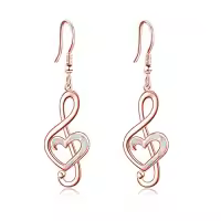 TOUPOP Sterling Silver Created Opal Music Note Earrings-style_name:B-Rose Gold White opal treble music note