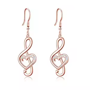 B-Rose Gold White opal treble music note
