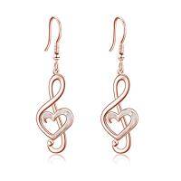 wholesale TOUPOP Music Note Earrings Sterling Silver Created Opal Musical Jewelry For Lovers, Gifts For Women Teacher Dancer Her -style_name:B-Rose Gold White opal treble music note