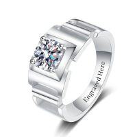 wholesale TOUPOP Personalized Moissanite Ring For Men Solitaire Diamond Wedding Ring 925 Sterling Silver/10k/14k/18k D Color Vvs1 Clarity Round Cut Moissanite Engagement Anniversary Jewelry Gift For Christmas -style_name:F Moissanite Ring