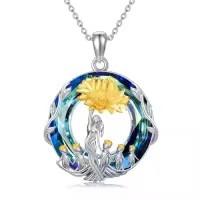 TOUPOP Sterling Silver Crystal Mother Daughter Son Necklace Birthday Gifts-style_name:Sunflower-Mother 5 Children