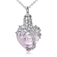 TOUPOP Sterling Silver Crystal Tree Of Life Urn Necklace For Ashes Memorial Gift-color_name:Pink