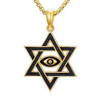 wholesale Gold Star Of David Necklace 925 Sterling Silver Cross/lion/eagle/dragon/phoenix/celtic Knot Pendant Jewish Jewelry Christmas Gifts For Men Women -style_name:Evil Eye