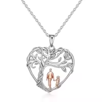 TOUPOP 925 Sterling Silver Crystal Father Daughter Necklace Gift-style_name:2-Father Daughter Necklace