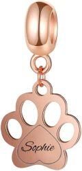 wholesale 925 Sterling Silver Rose Gold Personalized Paw Charm with Engraved Name Initial Symbol Date - Unique Gift for Women Men Valentines Christmas-0-0